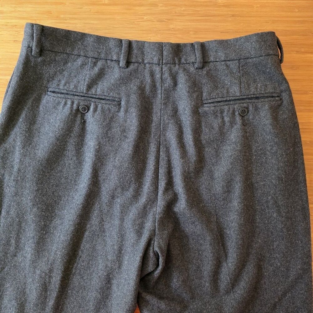 Vtg Nautica 36x34 Charcoal Wool Flannel Pleated Cuffed Baggy High Waist Pants - Picture 10 of 16
